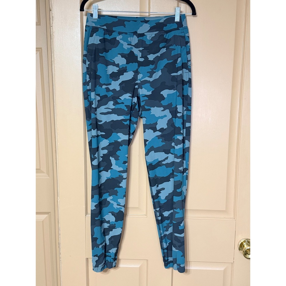 Lululemon Blue Camo Joggers Recycled Nylon Lycra Stretch Athletic Pants Womens 6